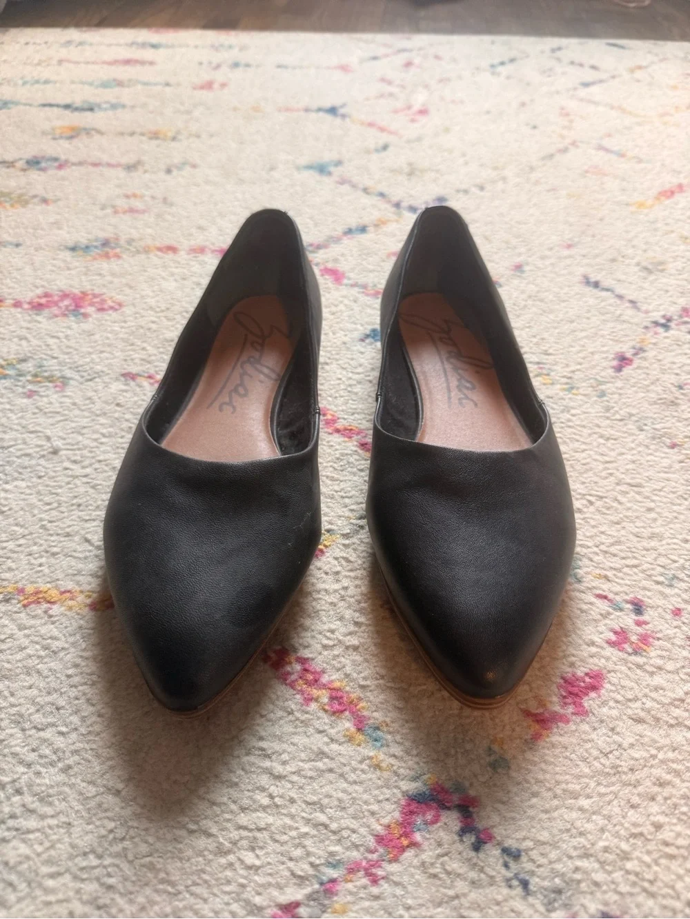 Zodiac Black Pointed Toe Leather Flats